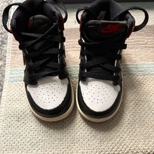 Jordan Kids Black and White Sneakers with Red Accents